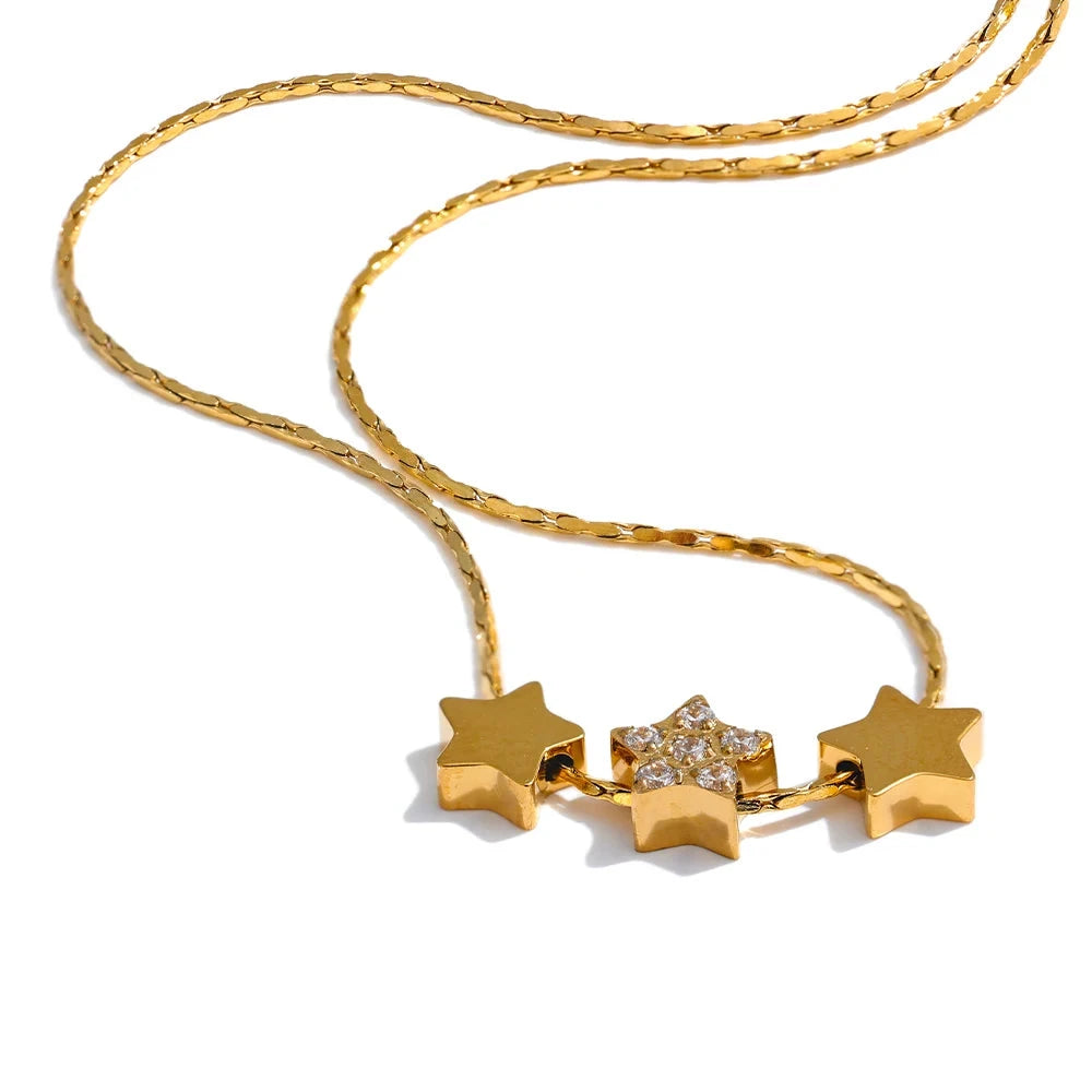 Bellartini 18k Gold Star Double Side Pendant Necklace WP