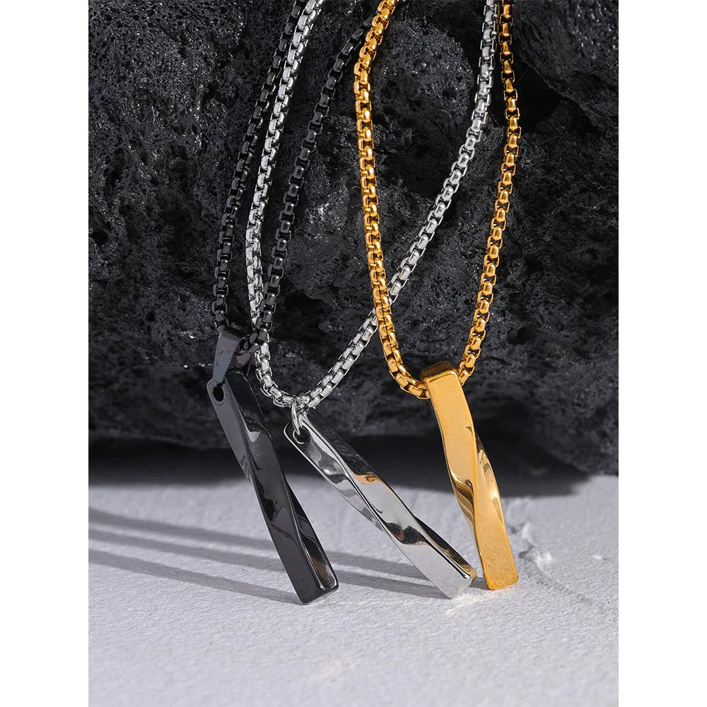 Bellartini Gold Men Basic Simple Geometric Pendant Necklace WP