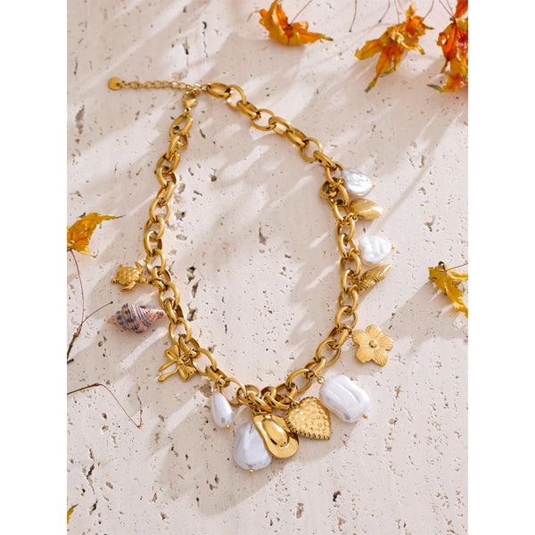 Bellartini Ocean Turtle Conch Heart Flower Necklace