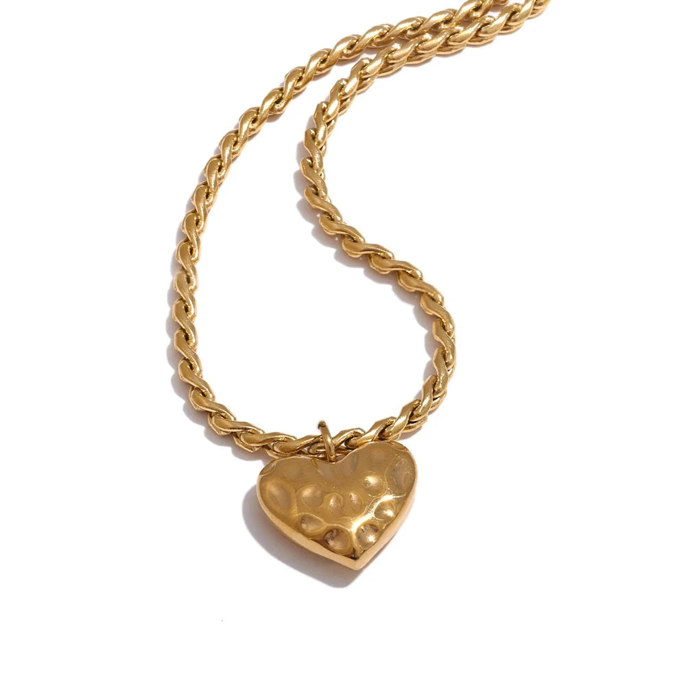 Bellartini Gold New Style Chain Polished Heart Pendant Necklace WP