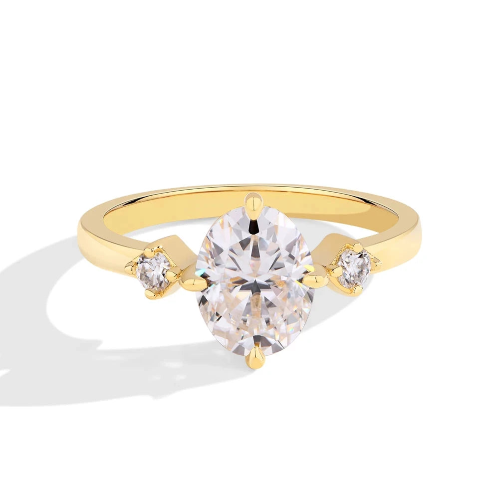 Bellartini 18K Gold S925 Silver Oval Cut 2.0CT Moissanite Ring Diamond