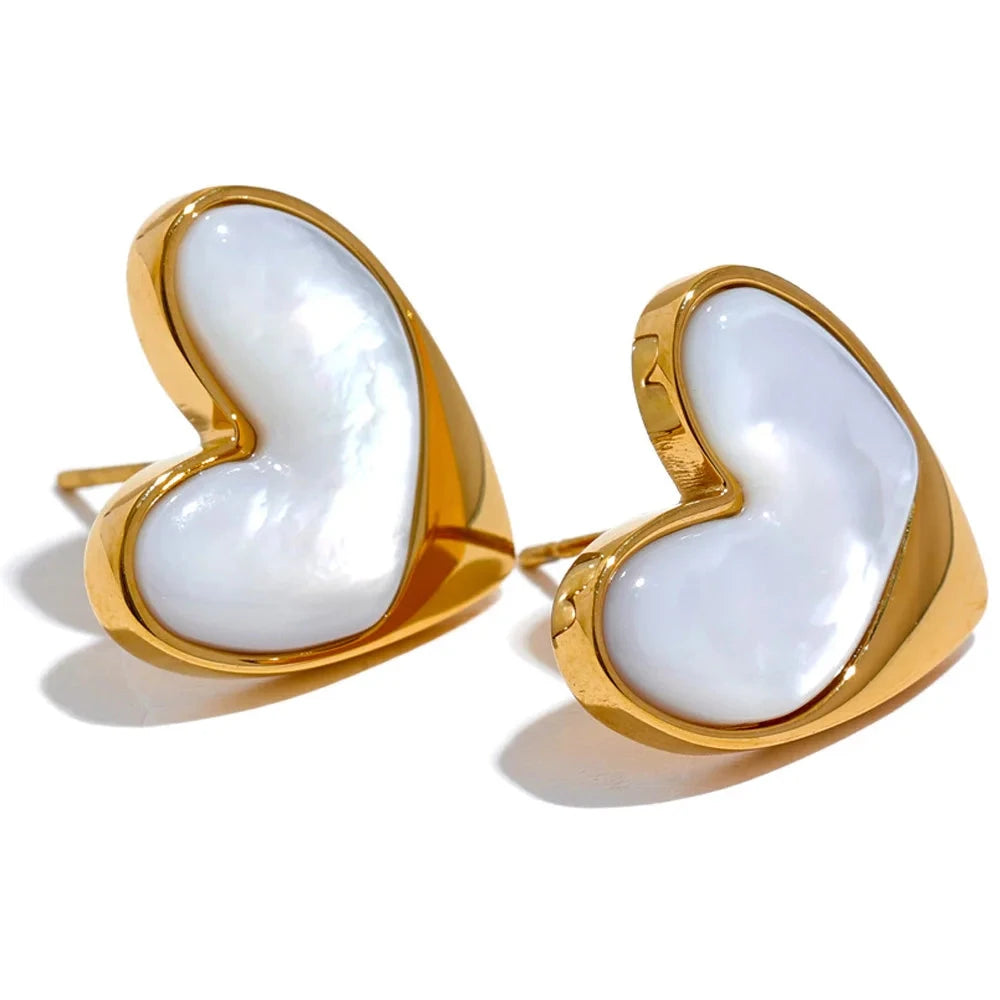 Bellartini Gold Exquisite Shell Heart Stud Earrings