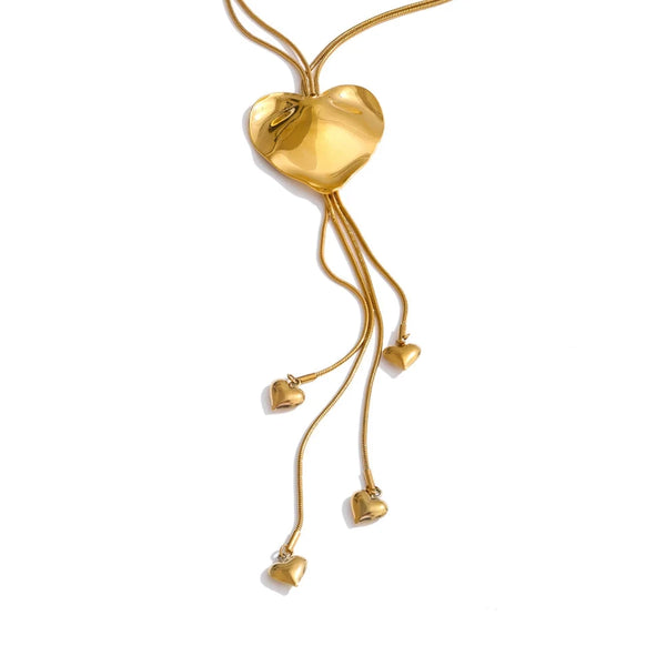 Bellartini 18k Gold 70+6cm Exclusive Heart WP Sweater Chain Necklace Pendant