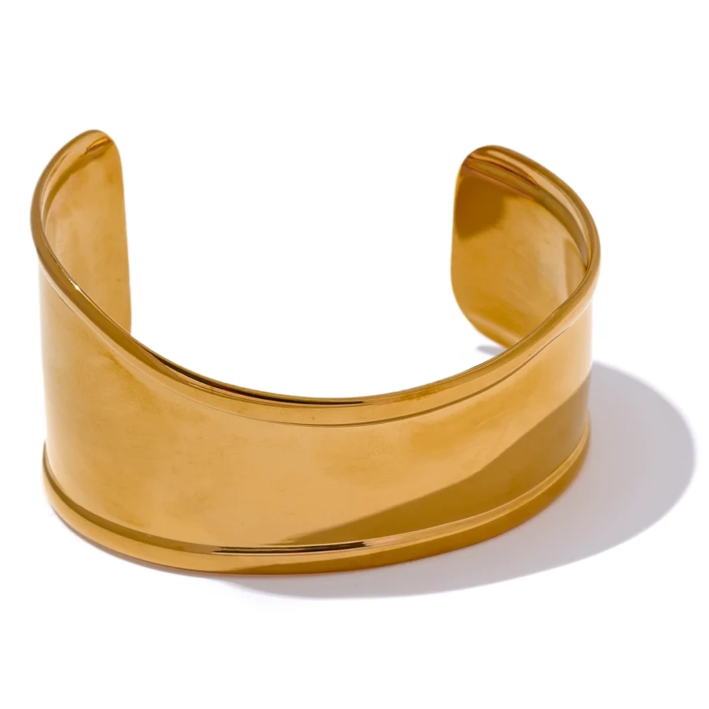 Bellartini Gold Metal Wide Cuff Open Bracelet WP