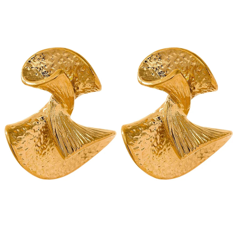 Bellartini Gold Creative Metal Fan Stud Earrings  WP