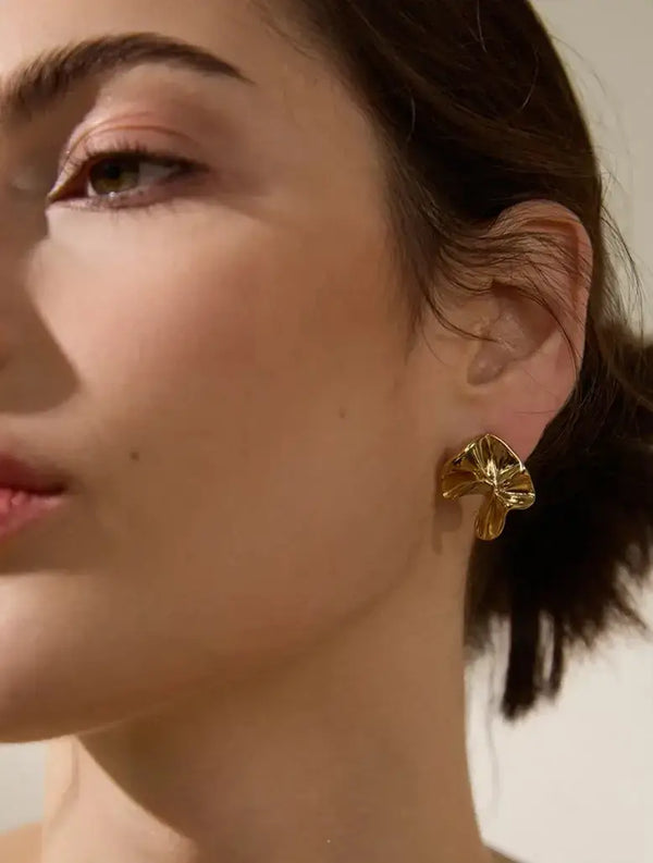Bellartini Gold Irregular Flower Stud Earrings Metal Fashion WP Creative