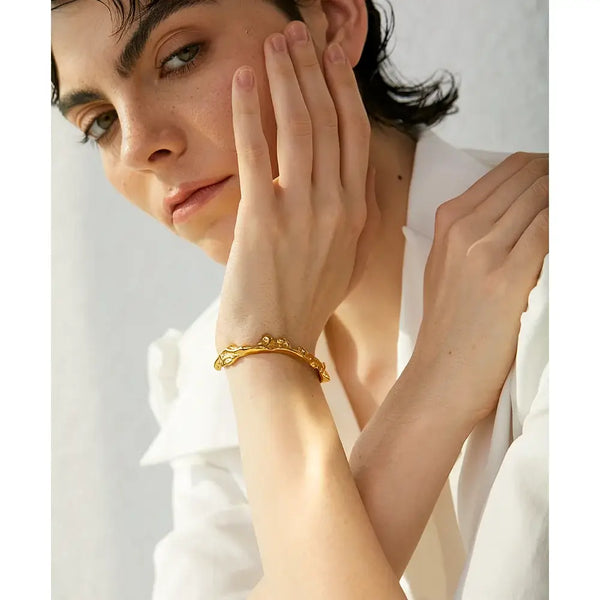 Bellartini 18k Gold Irregular Geometric Open Cuff Bracelet WP Venice