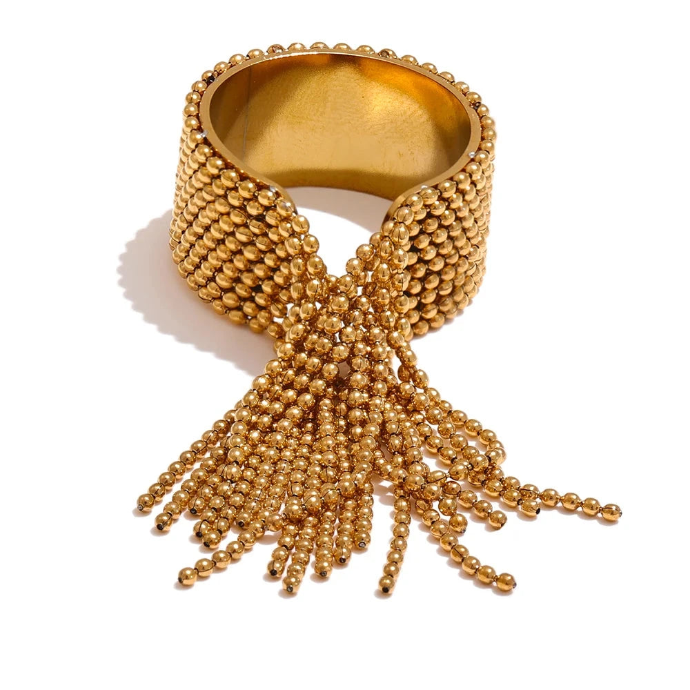 Bellartini 18k Gold Chain Tassel Finger Ring WP Venice