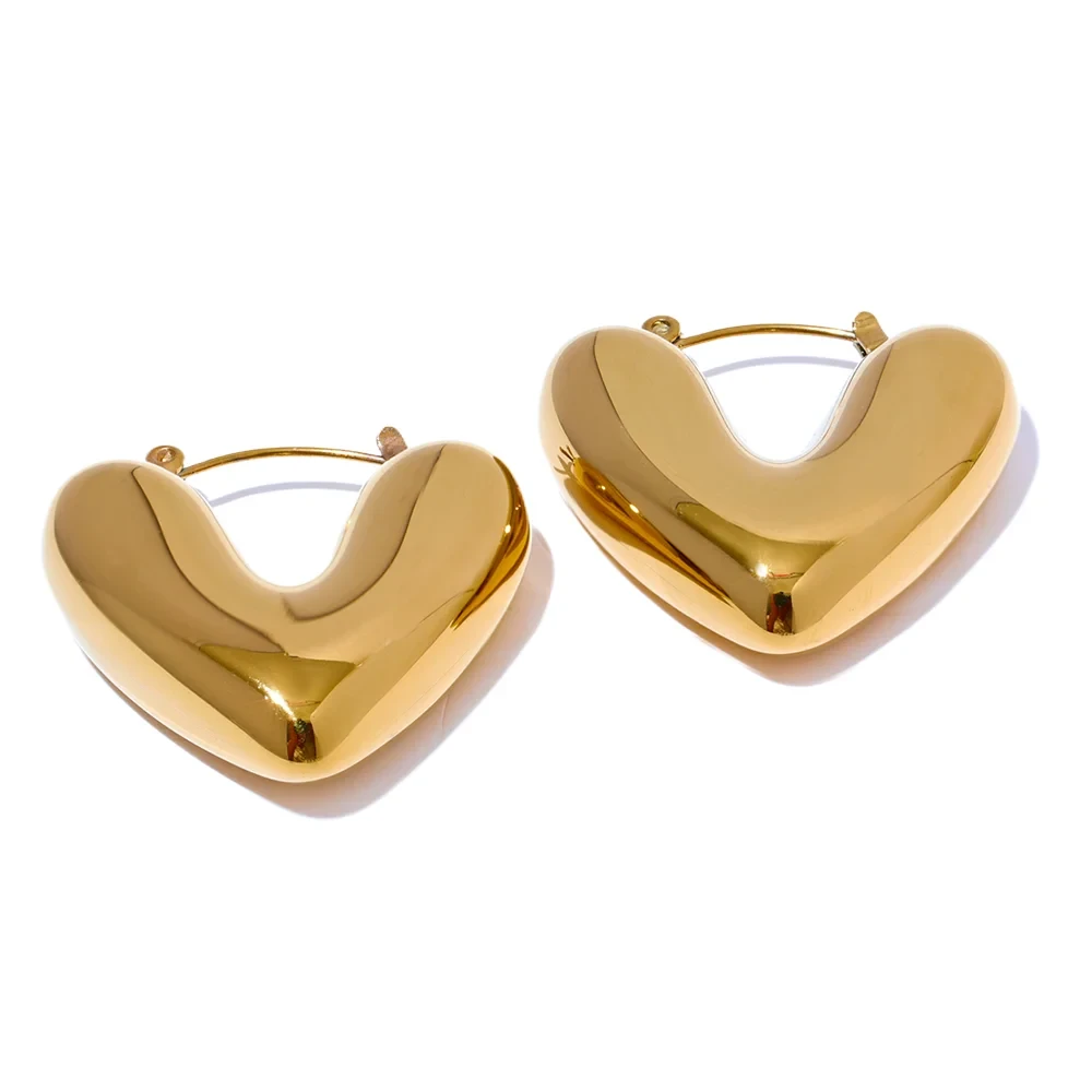 Bellartini Gold Fashion Heart Chunky Hoop Earrings