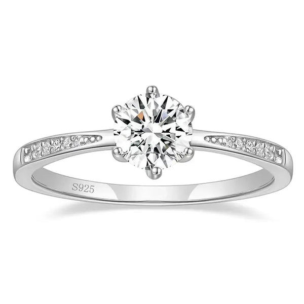 Bellartini Florence 925 Sterling Silver Ring Round 0.8CT 6mm Brilliant Zirconia