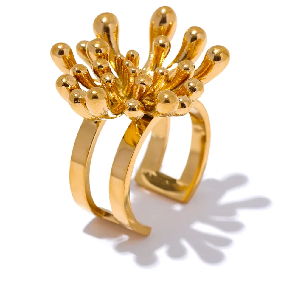 Bellartini Gold Flower Fireworks Open Ring Venice