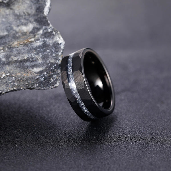 Bellartini Florence Black Tungsten Ring with Aluminum Slag Inlay for Men