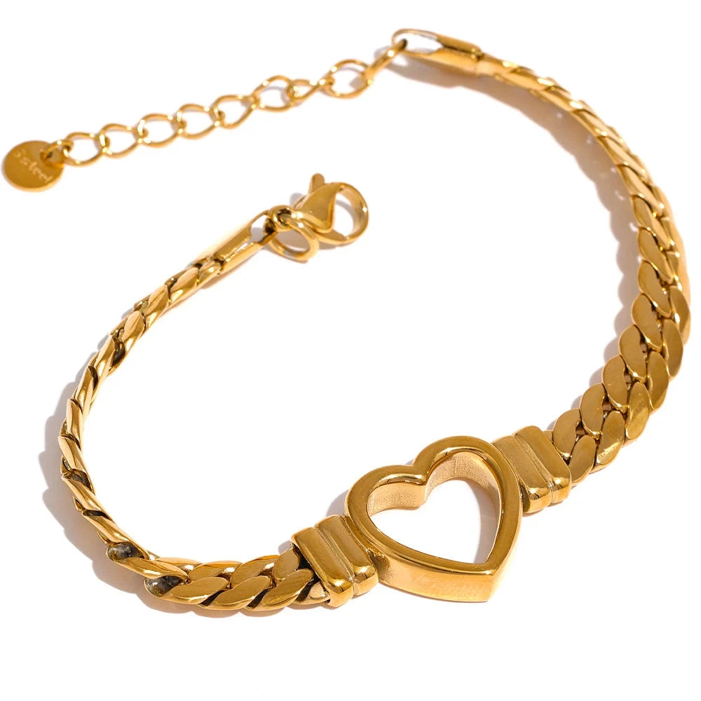 Bellartini Gold (Wrist over 40mm fit this style) High Quality Love Heart Bracelet WP Jewelry