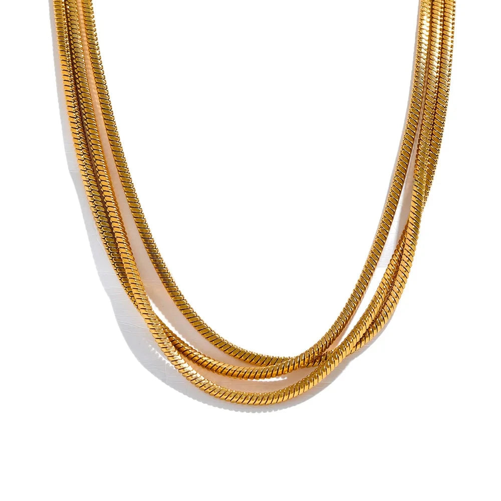 Bellartini 18k Gold Layered Adjustable Overlay Long Chain Necklace WP Venice