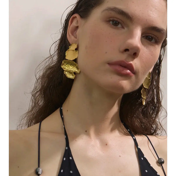 Bellartini Palermo Geometric Drop Big Earrings 18K Gold
