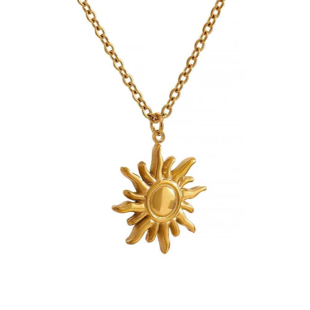 Bellartini Gold Golden Casting Sun Pendant Necklace WP