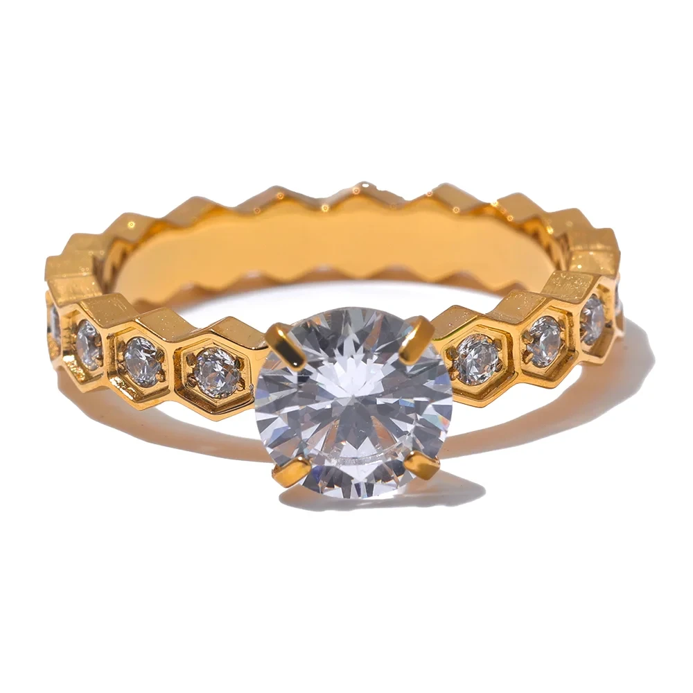 Bellartini 18k Gold Luxury AAA Bling Cubic Zirconia Classic Ring