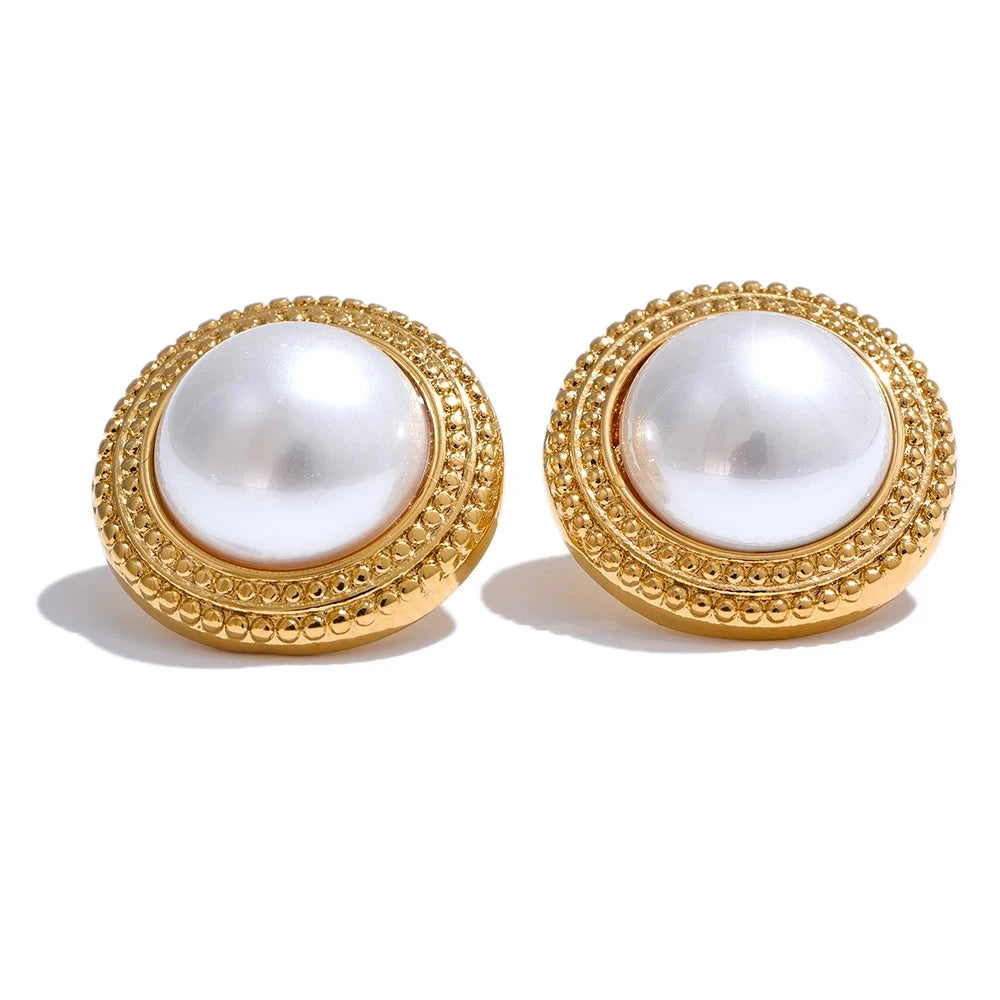 Bellartini Gold Pearls Round Stud Earrings WP