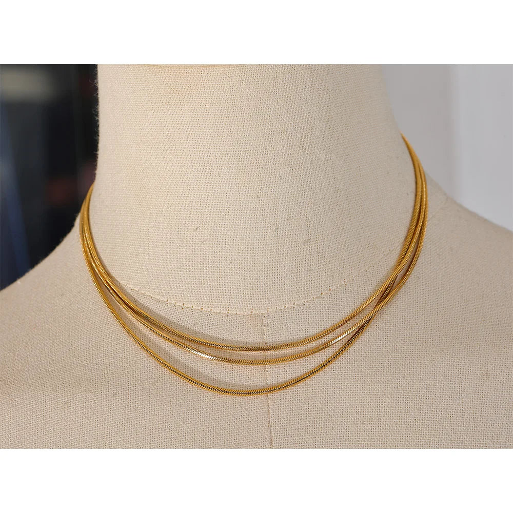 Bellartini 18k Gold Layered Adjustable Overlay Long Chain Necklace WP Venice