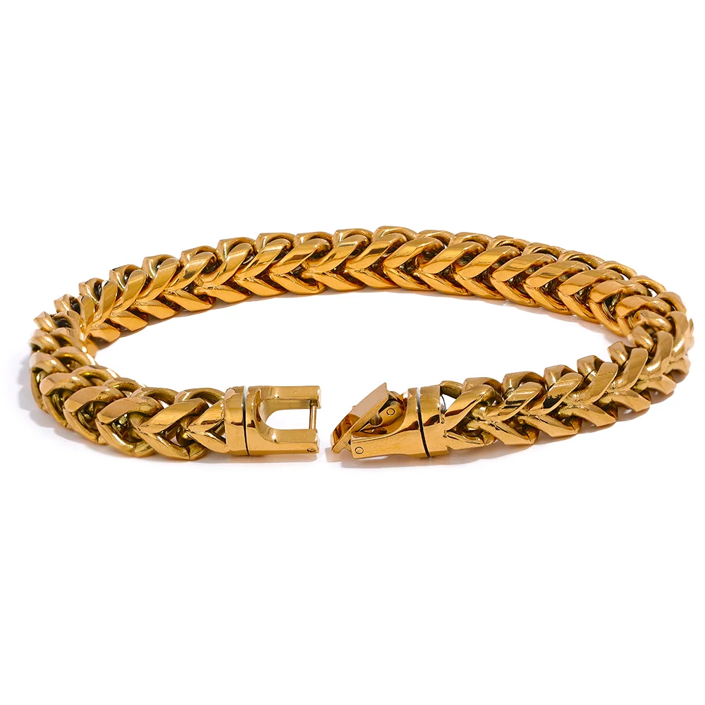 Bellartini Gold 235*8mm High Quality Round Chain Men Bracelet