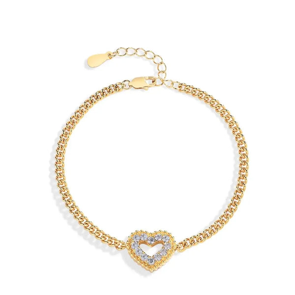 Bellartini Gold S925 Sterling Silver Moissanite Diamond Heart Shape Bracelet