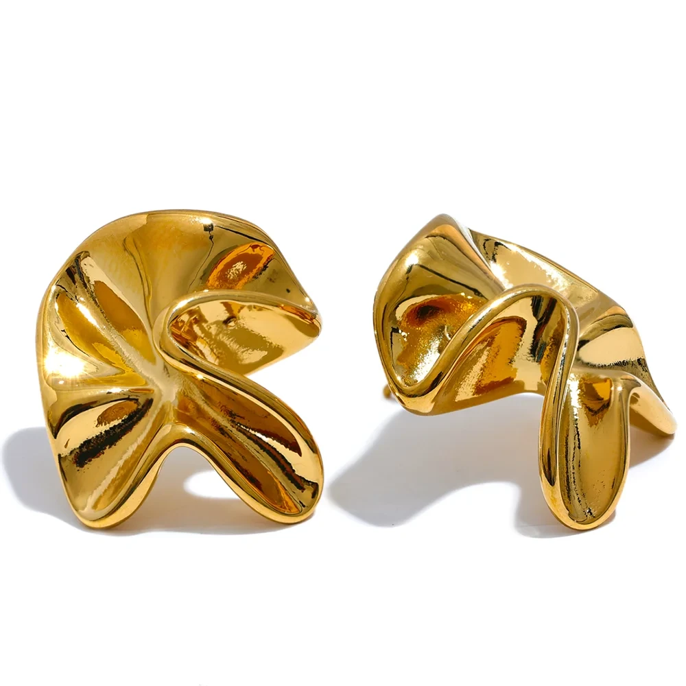 Bellartini Gold Irregular Flower Stud Earrings Metal Fashion WP Creative