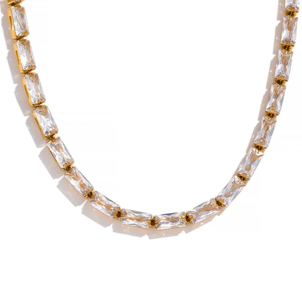 Bellartini Gold Fashion White Green Cubic Zirconia Necklace WP Venice