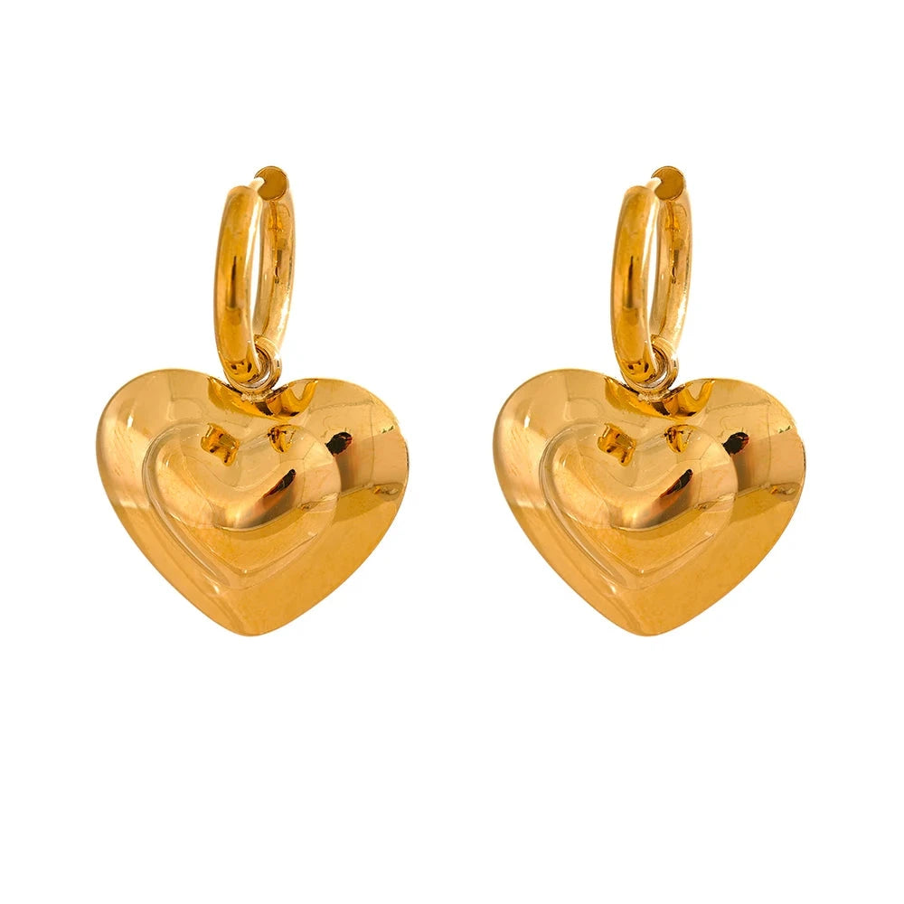 Bellartini Gold Exquisite Hollow Heart Dangle Hoop Earrings WP