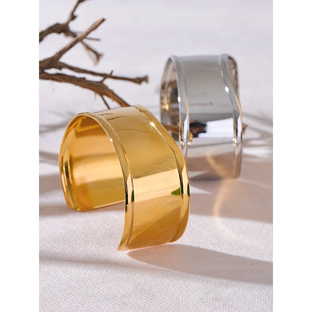 Bellartini Gold Metal Wide Cuff Open Bracelet WP