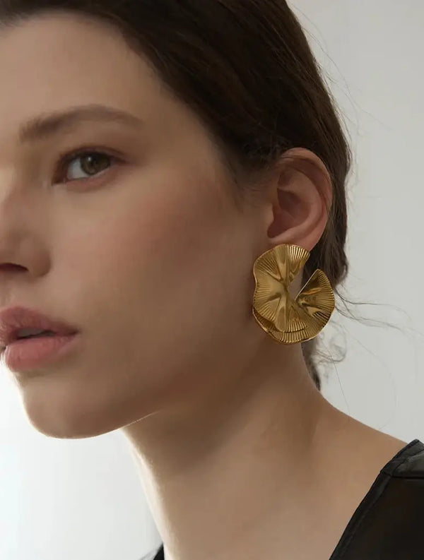 Bellartini Gold Creative Flower Big Stud Earrings