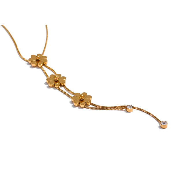 Bellartini 18k Gold Fashion Metal Flower Chain Necklace WP