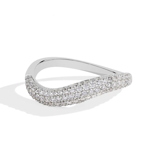 Bellartini 18k Gold Luxury D Color Moissanite Ring VVS1 Lab Diamond Wavy Band