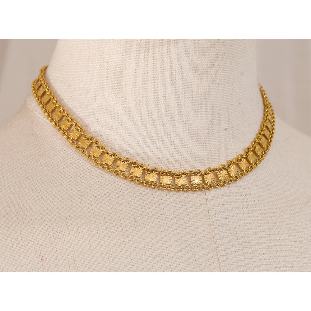 Bellartini 18k Gold Vintage Unique Square Handmade Chain Necklace Venice