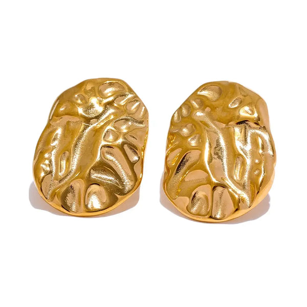 Bellartini Verona Gold Hammer Stud Earrings Minimalist Geometric Unusual WP
