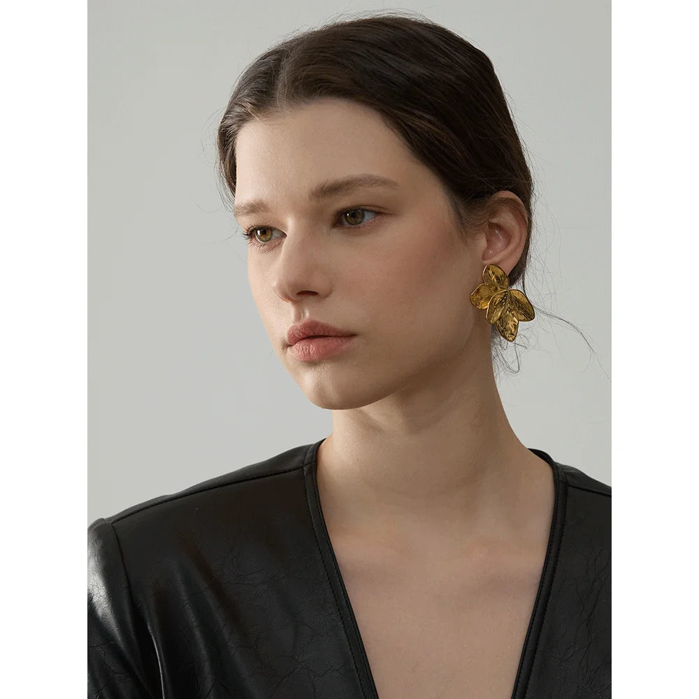 Bellartini Gold Flower Big Stud Earrings WP Venice