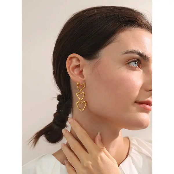 Bellartini Gold Popular Heart Love Hollow Drop Earrings WP