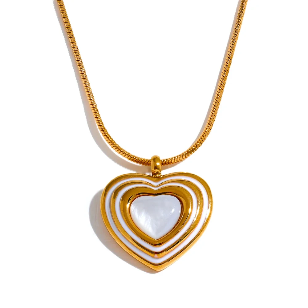 Bellartini Gold Shell Heart Pendant Collar Necklace Romantic Charm