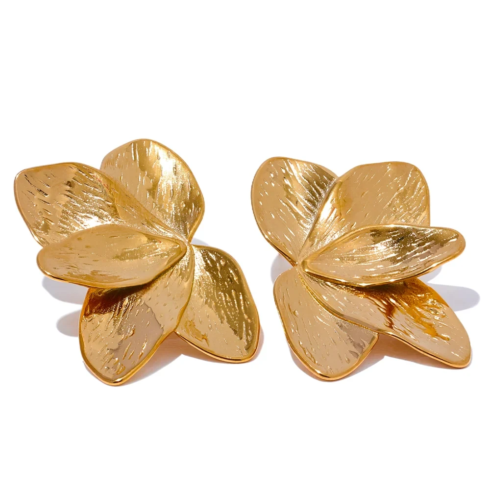 Bellartini Gold Flower Big Stud Earrings WP Venice