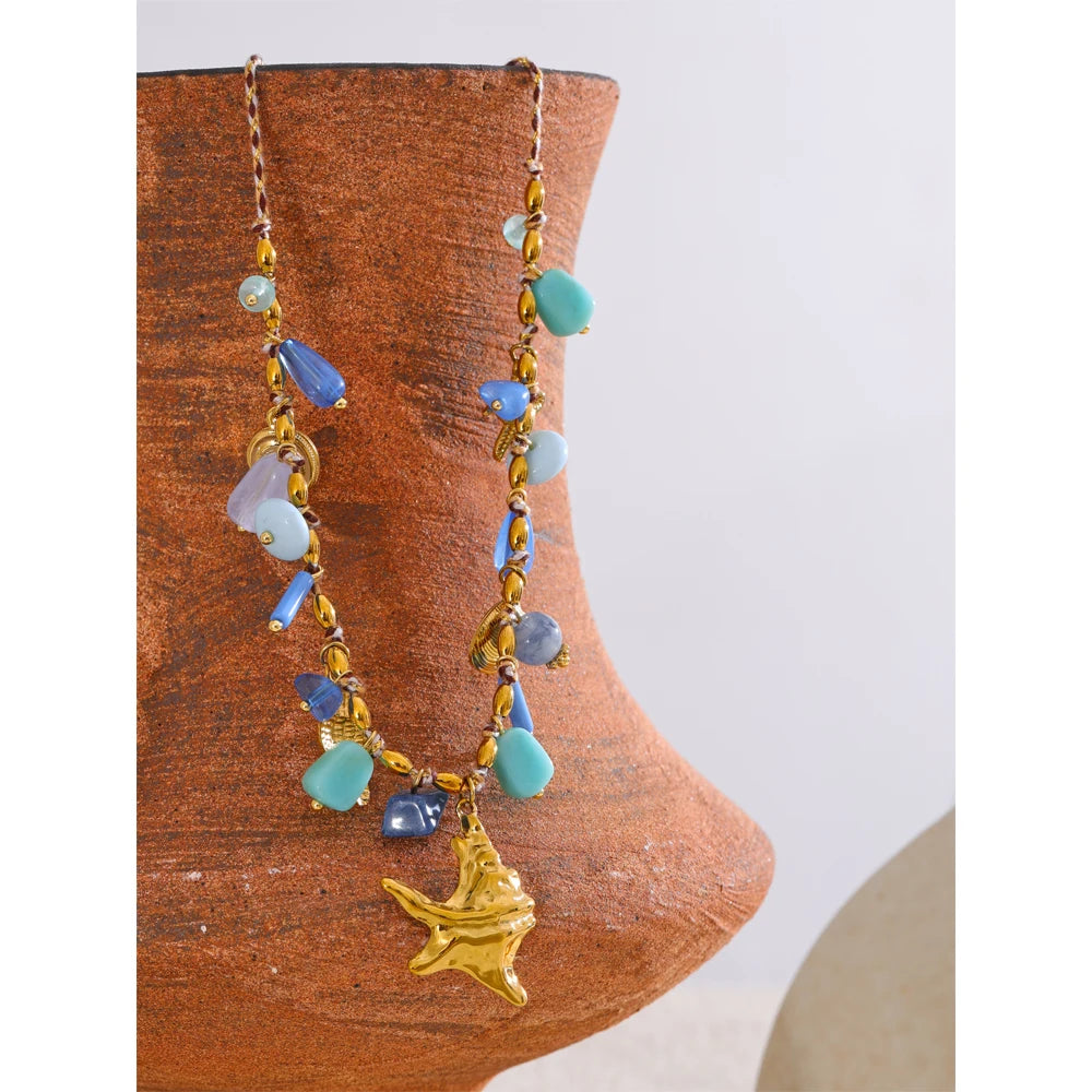 Bellartini Florence Gold  Ocean Style Handmade Exquisite Blue Necklace