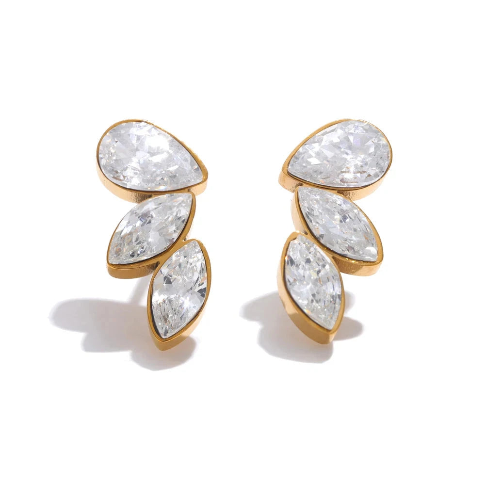 Bellartini Gold Shiny Cubic Zirconia Wing Small Stud Earrings WP Venice