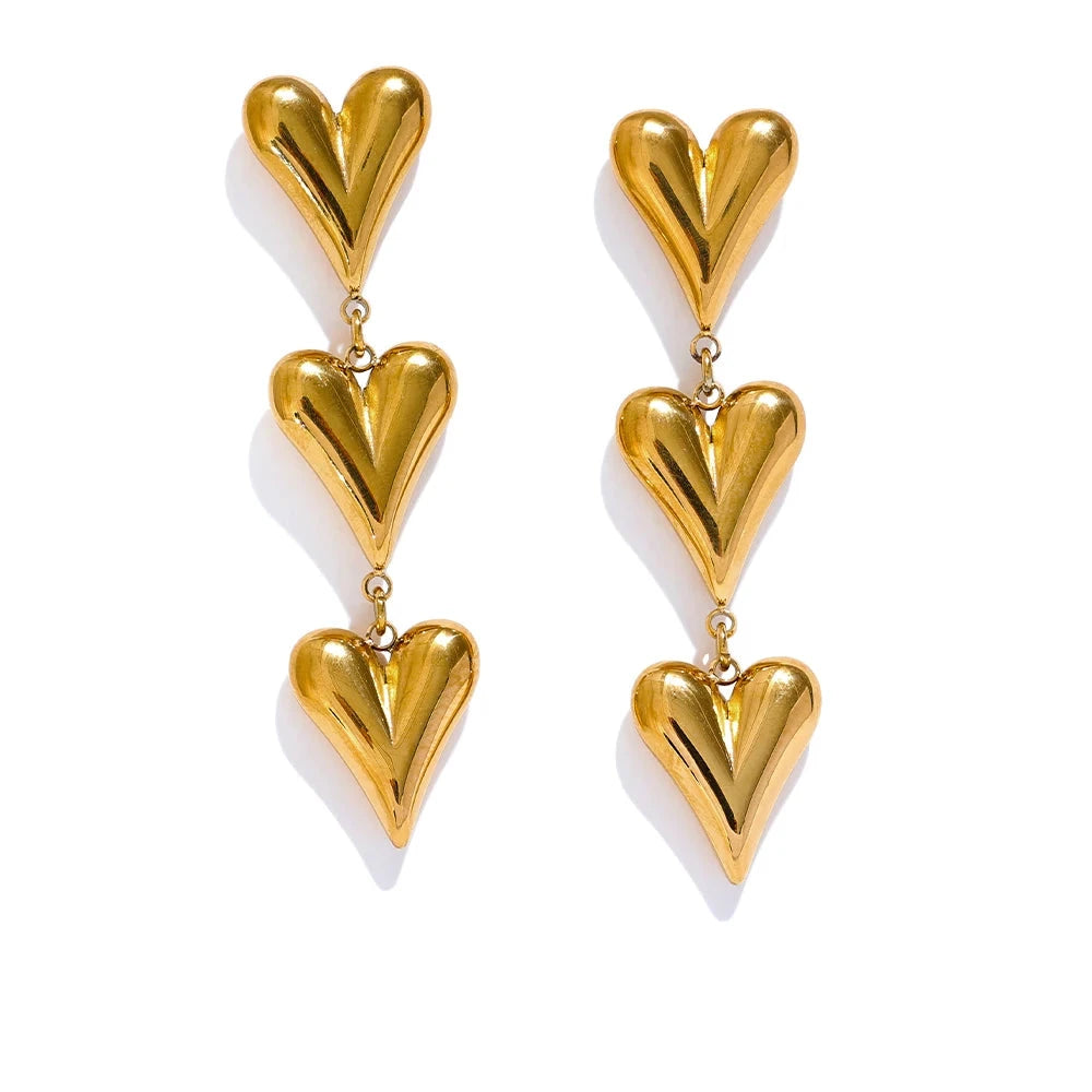 Bellartini Gold Fashion Heart Drop Dangle Earrings