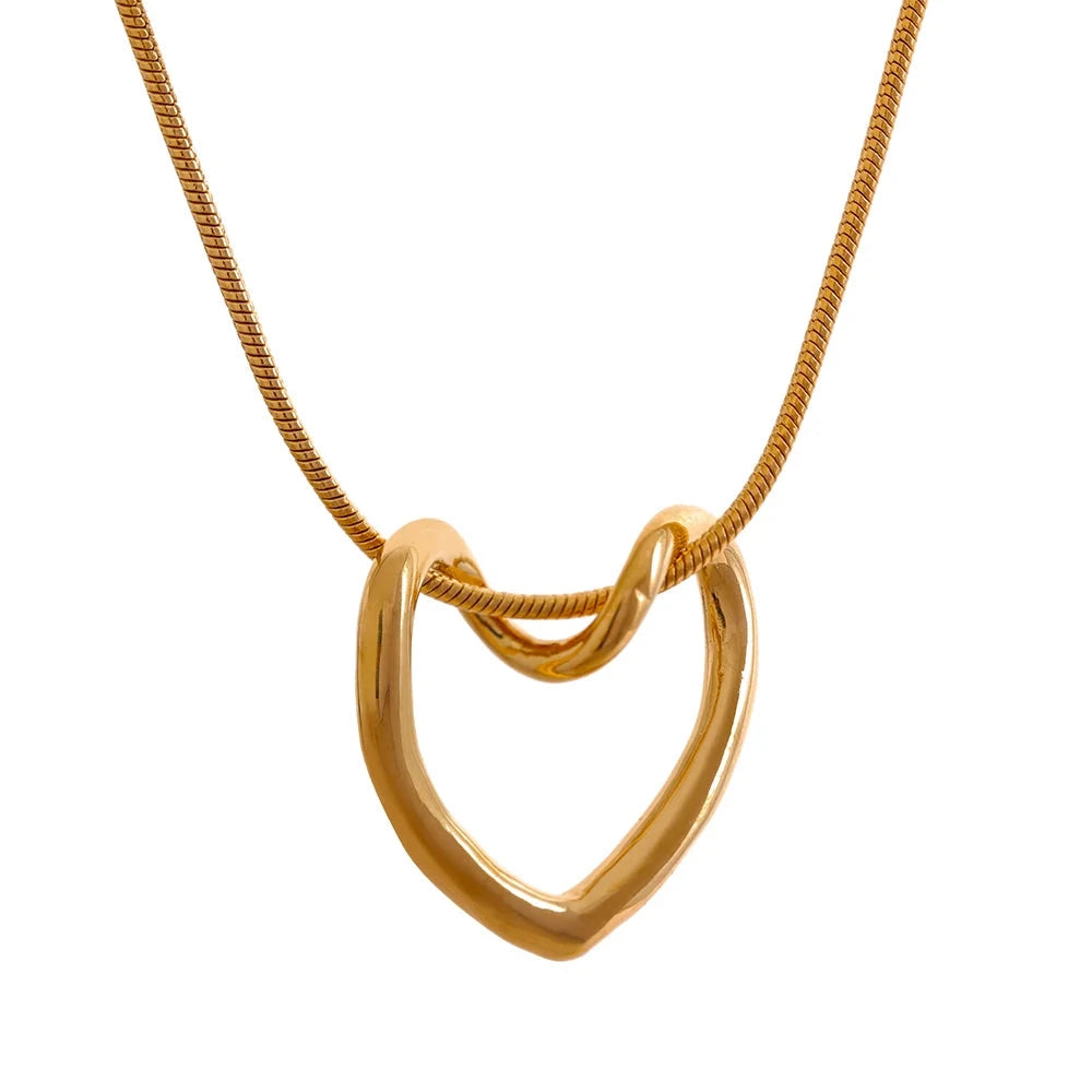 Bellartini Gold Minimalist Heart Hollow Pendant Necklace