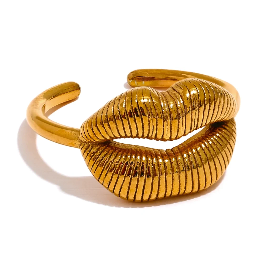 Bellartini 18k Gold Lip Open Fashion Ring Milan