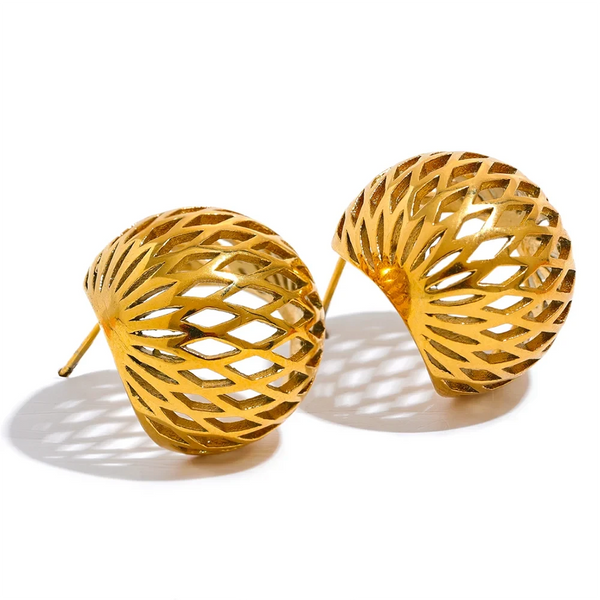 Bellartini Gold Geometric Hollow Round Earrings