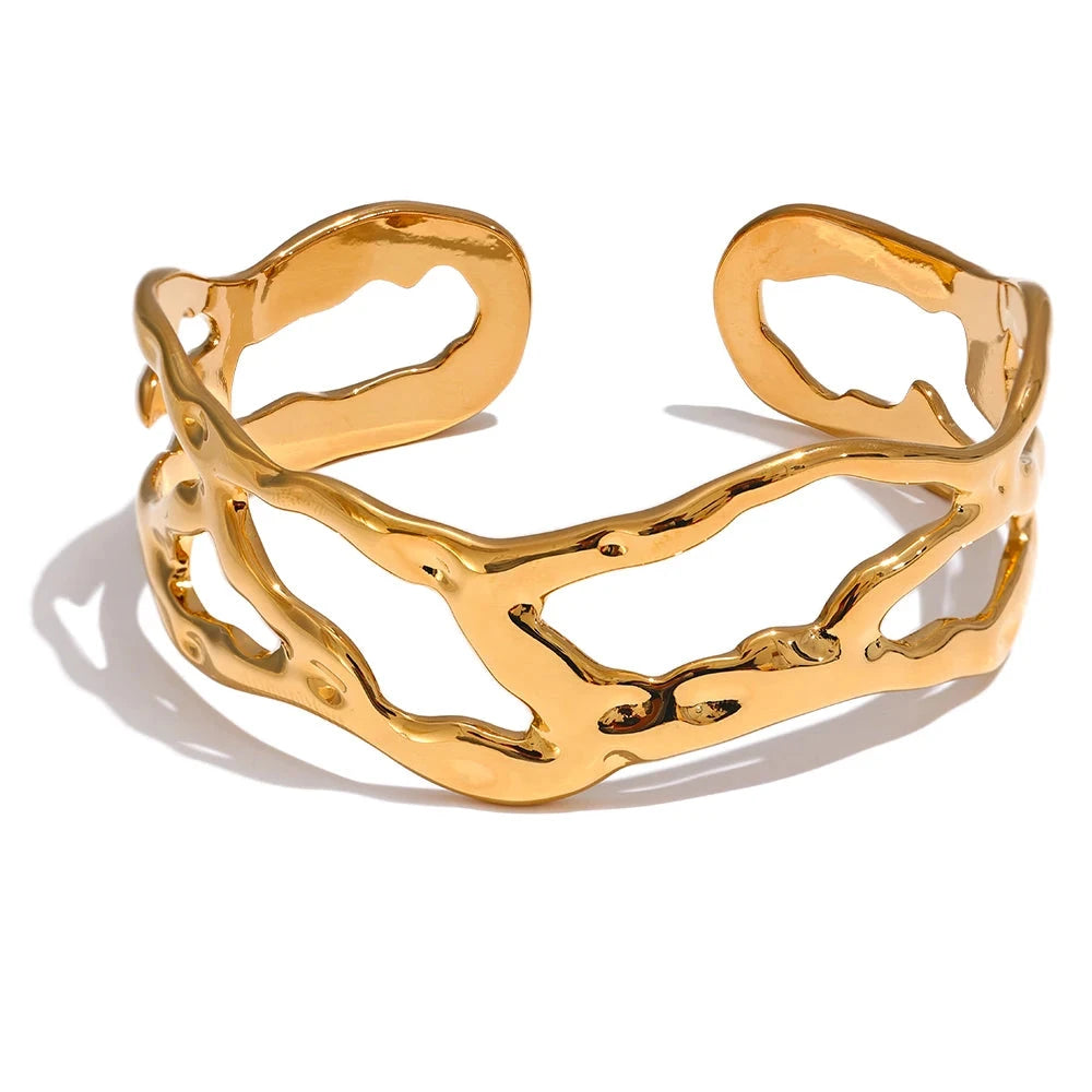 Bellartini Gold Hollow Wide Cuff Bracelet WP Venice