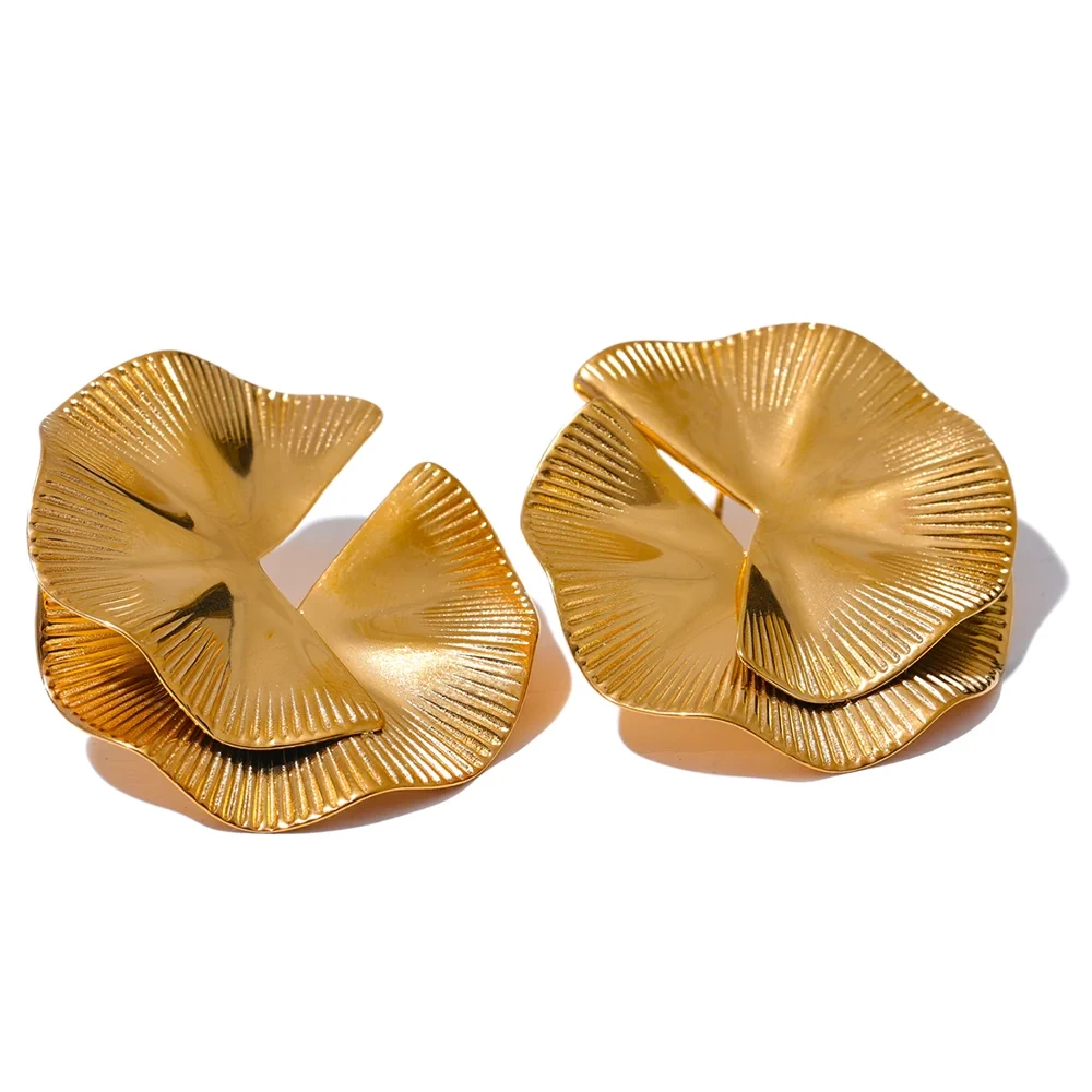 Bellartini Gold Creative Flower Big Stud Earrings