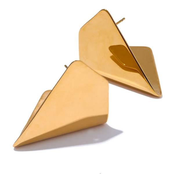 Bellartini Verona Gold Geometric Unusual Stud Earrings Minimalist Texture WP