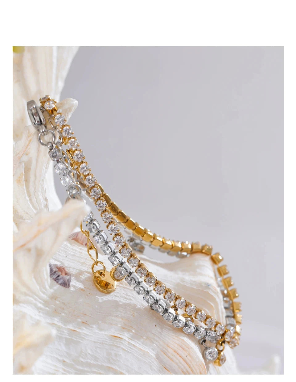 Bellartini Gold Shiny Cubic Zirconia Chain Bracelet