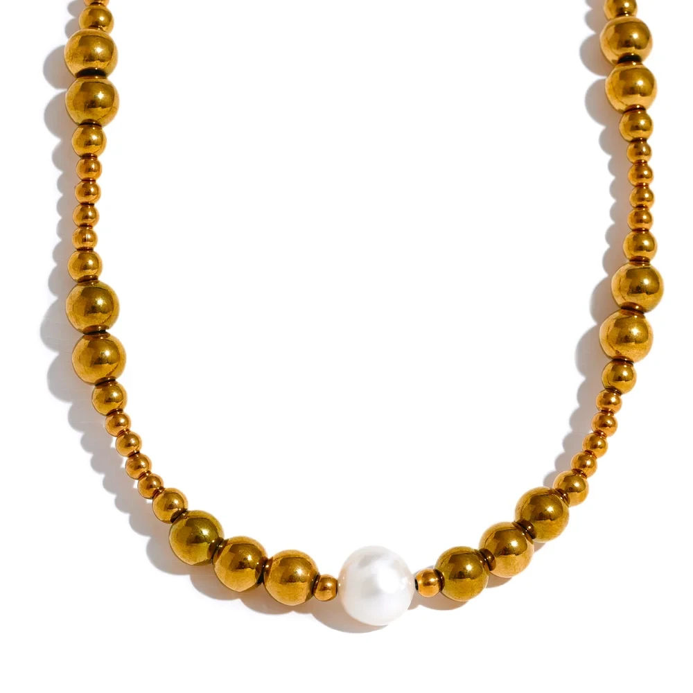 Bellartini 18k Gold Natural Pearl Beads Necklace WP Venice