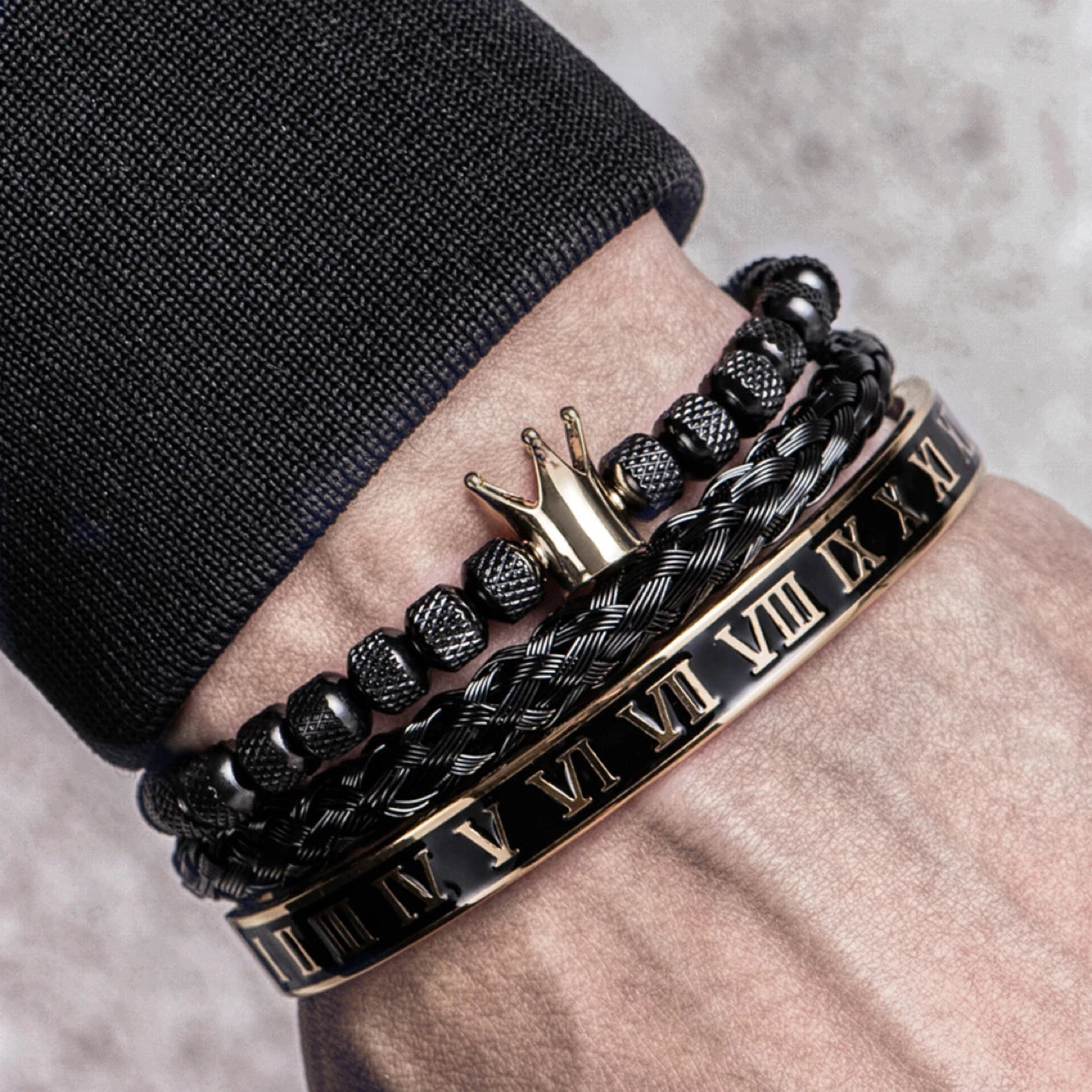 Bellartini Luxury Roman Bracelet Royal Crown Charm Men Adjustable Bracelets